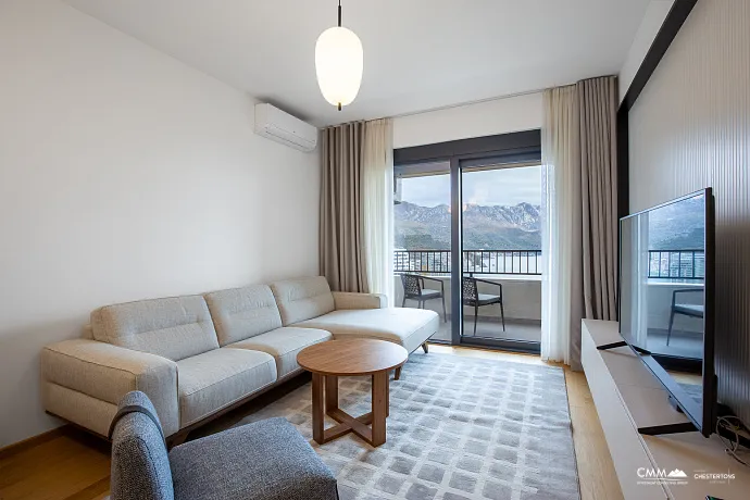 Luxury Two-Bedroom Apartment in Bečići – Panoramic Sea View of Sveti Stefan