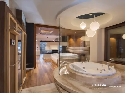 Super luxurious three-story triplex apartment with a jacuzzi and sauna