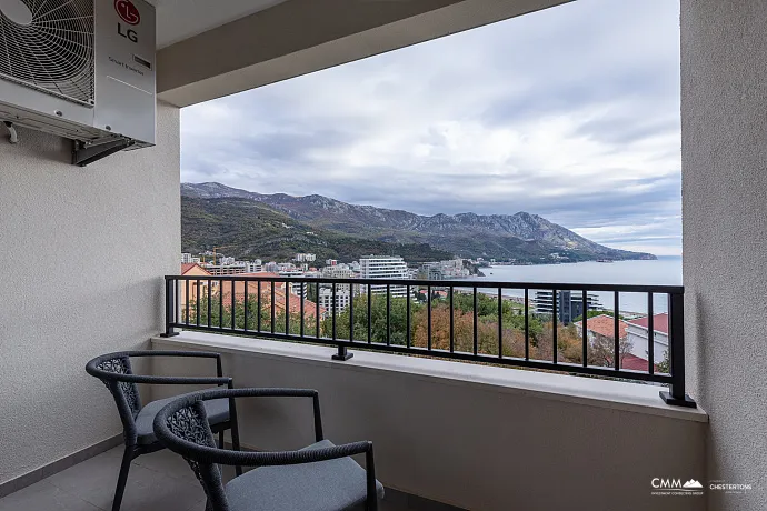 Luxury Two-Bedroom Apartment in Bečići – Panoramic Sea View of Sveti Stefan