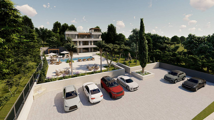 Luxurious three-storey villa with a large yard