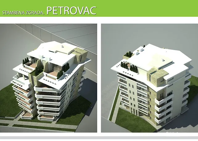 Urbanized plot with an unfinished residential building in Petrovac