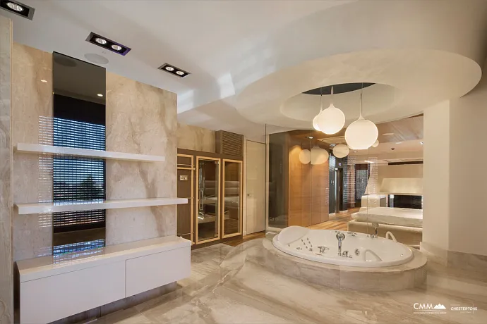 Super luxurious three-story triplex apartment with a jacuzzi and sauna