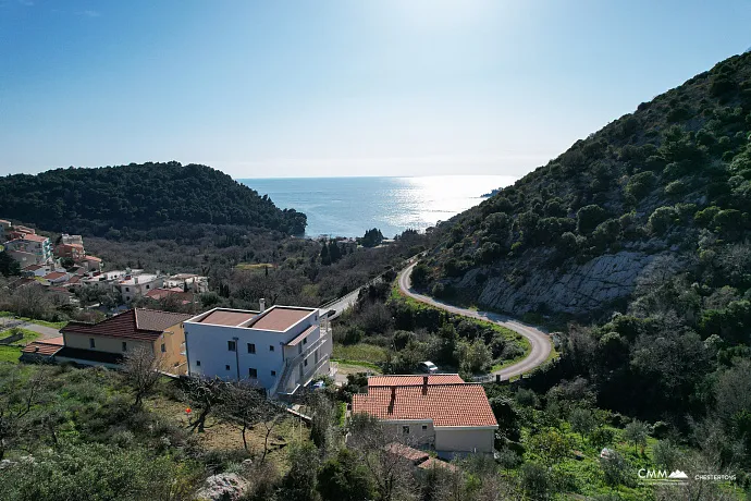 Investment Plot with Approved Project and Foundation in Petrovac with Sea View