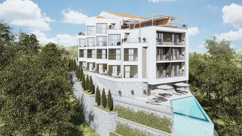 Apartments in a complex with swimming pool in Tivat
