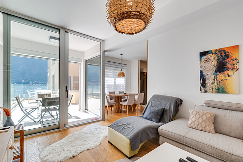 Attractive 86 m² Apartment in Dobrota – Large Terrace, Sea View, Garage & Storage