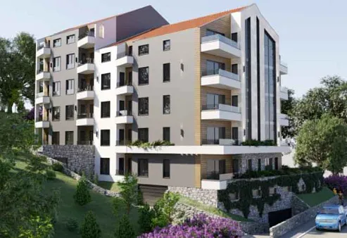 New apartment building in Budva with a swimming pool
